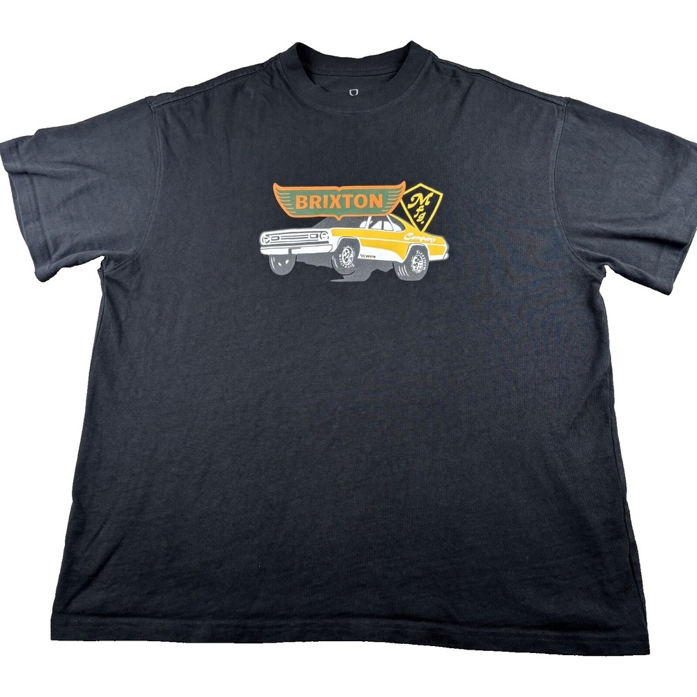Brixton MFG. T-Shirt Men's Medium Black 100% Cotton Relaxed Fit Fast Muscle Car